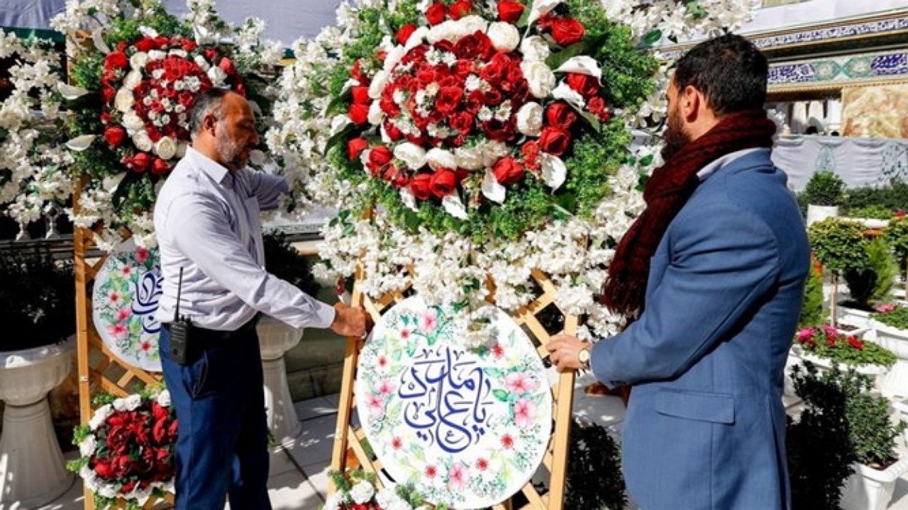 تزئین حرم حضرت علی (ع) با ۵ هزار شاخه گل طبیعی+ عکس
