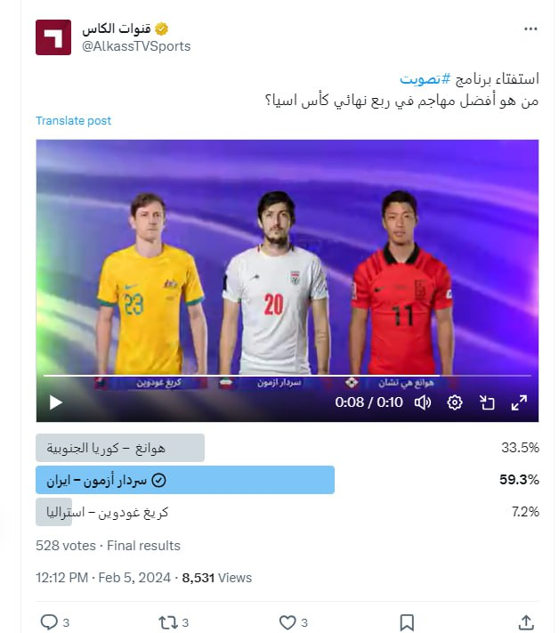 آزمون بهترین مهاجم و قلعه نویی دومین مربی برتر آسیا