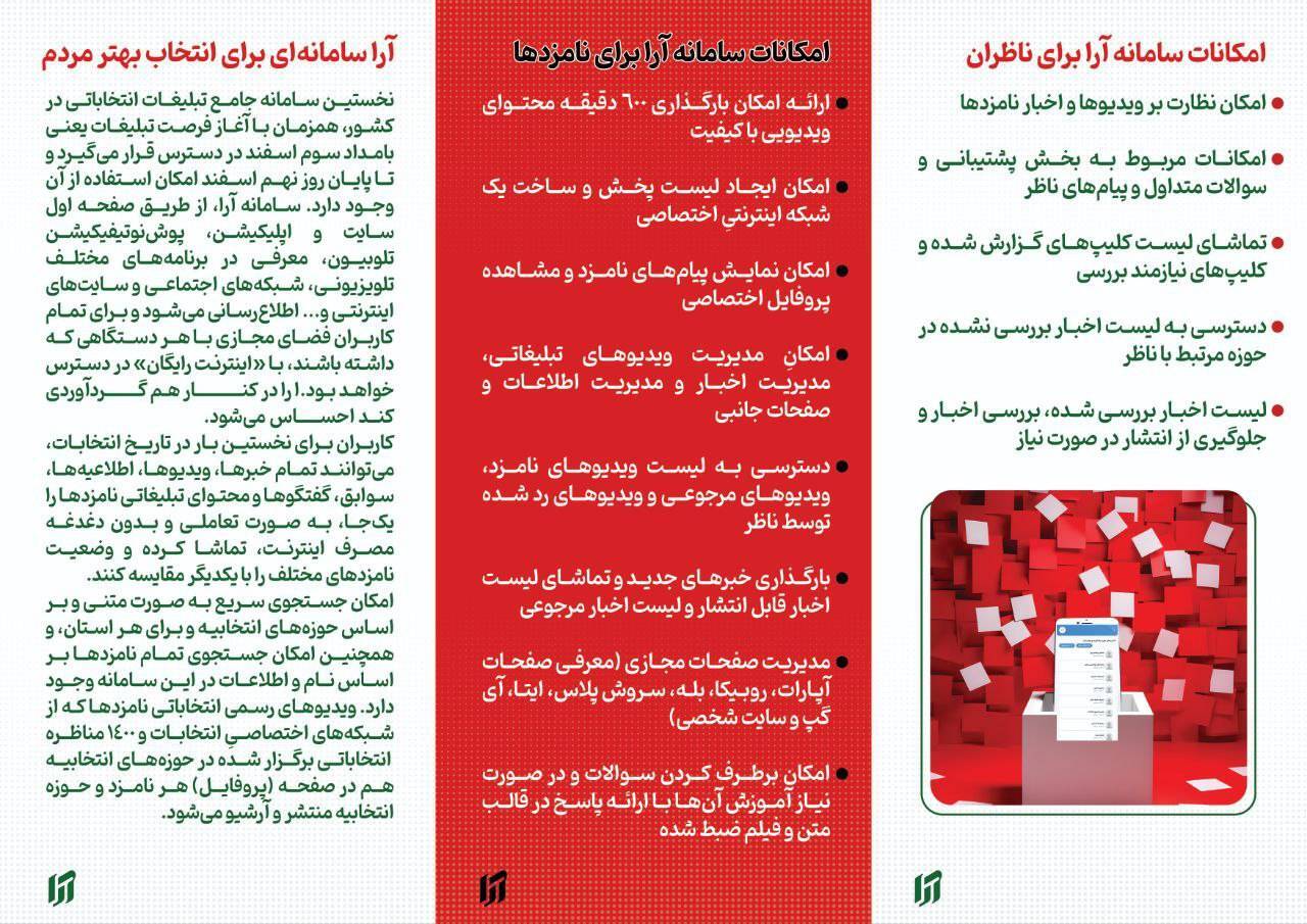 امکانات سامانه آرا