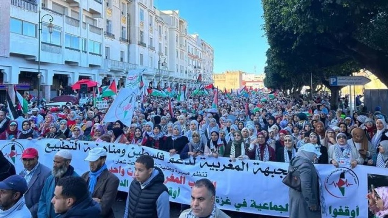 تظاهرات گسترده در مراکش در حمایت از فلسطین و غزه + فیلم