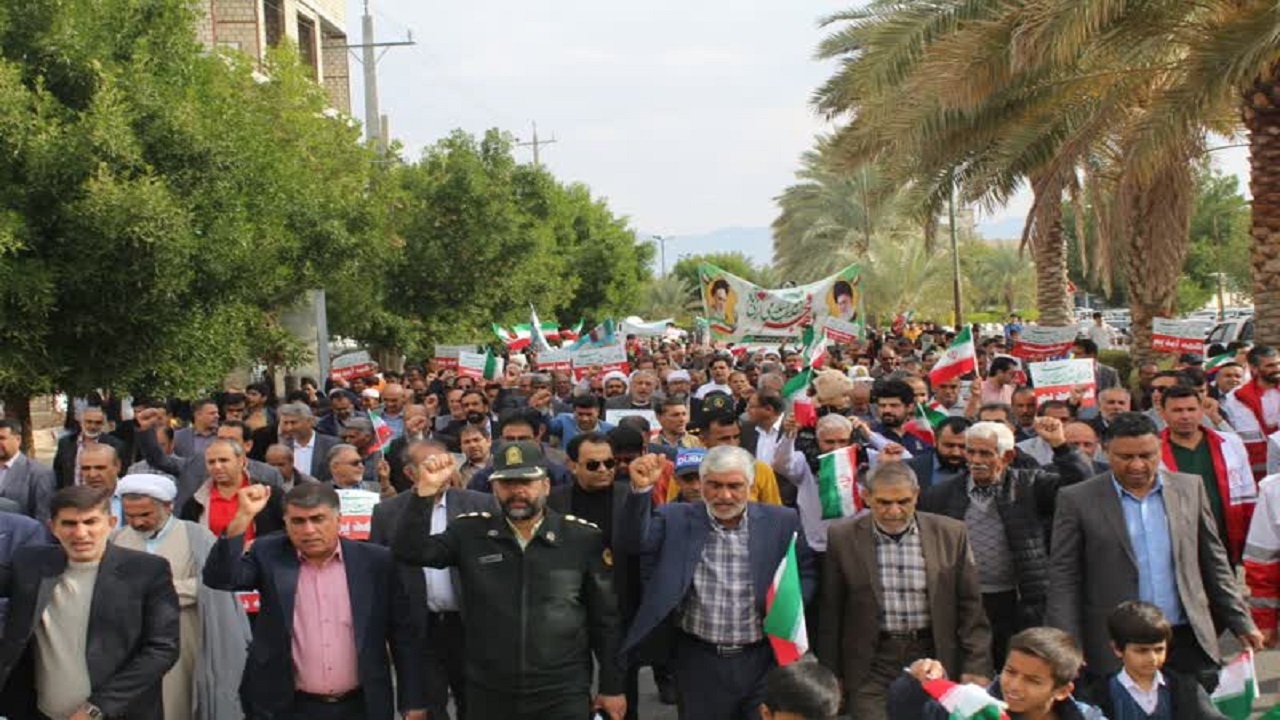 تصاویری از راهپیمایی ۲۲ بهمن ۱۴۰۲ در شهرستان خنج