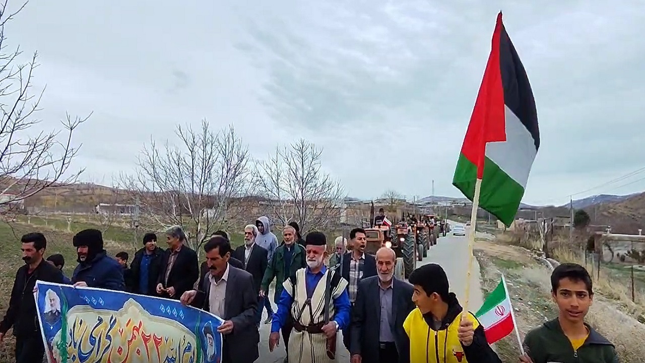 فریاد الله اکبر اهالی دهستان کاکاشرف در مراسم ۲۲ بهمن + فیلم