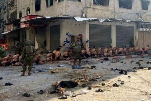 تصویری از بازداشت&zwnj;شدگان فلسطینی در &laquo;بیت لاهیا&raquo;