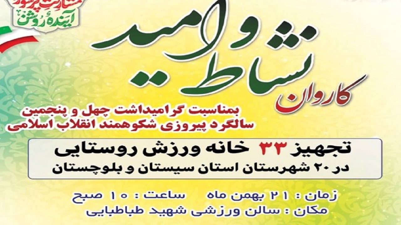 تجهیز ۳۳ خانه ورزش روستایی در ۲۰ شهرستان سیستان و بلوچستان