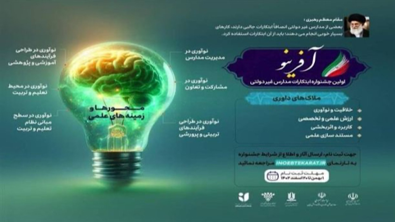 اولین جشنواره کشوری ابتکارات و خلاقیت مدارس غیردولتی برگزار می‌شود
