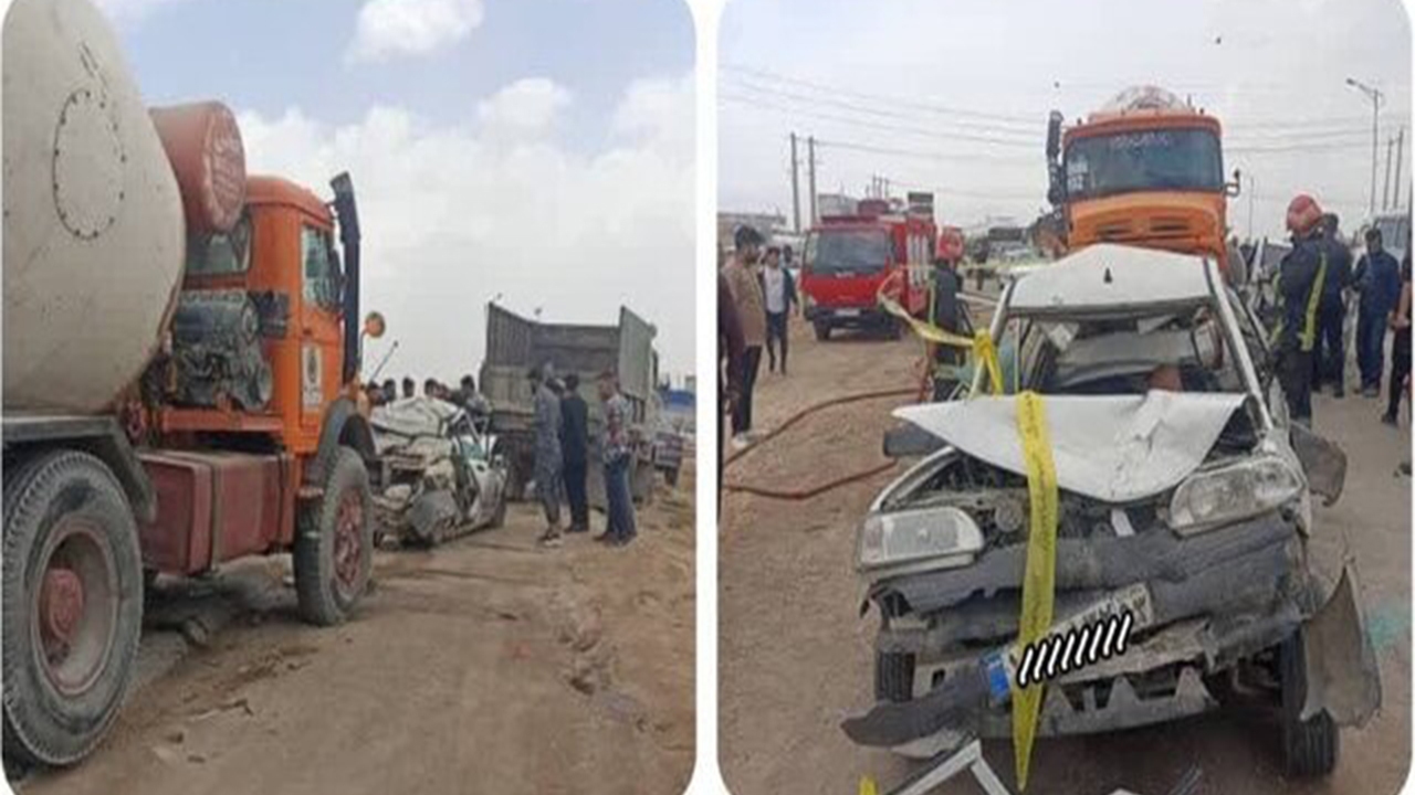 تصادف یک کامیون با ۲ خودرو در کمربندی شیراز