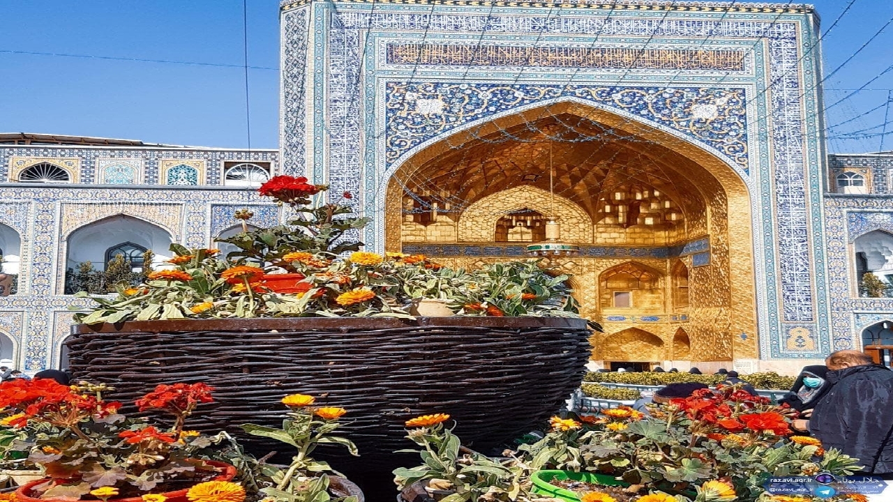 نصب فرش گل نوروزی در حرم مطهر رضوی