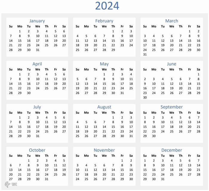 تقویم سال 2024 میلادی