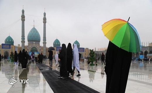 حال و هوای برفی مسجد مقدس جمکران + تصاویر