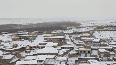 بارش برف در روستا