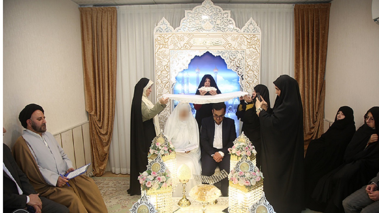 پیوند آسمانی ۸۰ زوج جوان در حرم مطهر بانوی کرامت