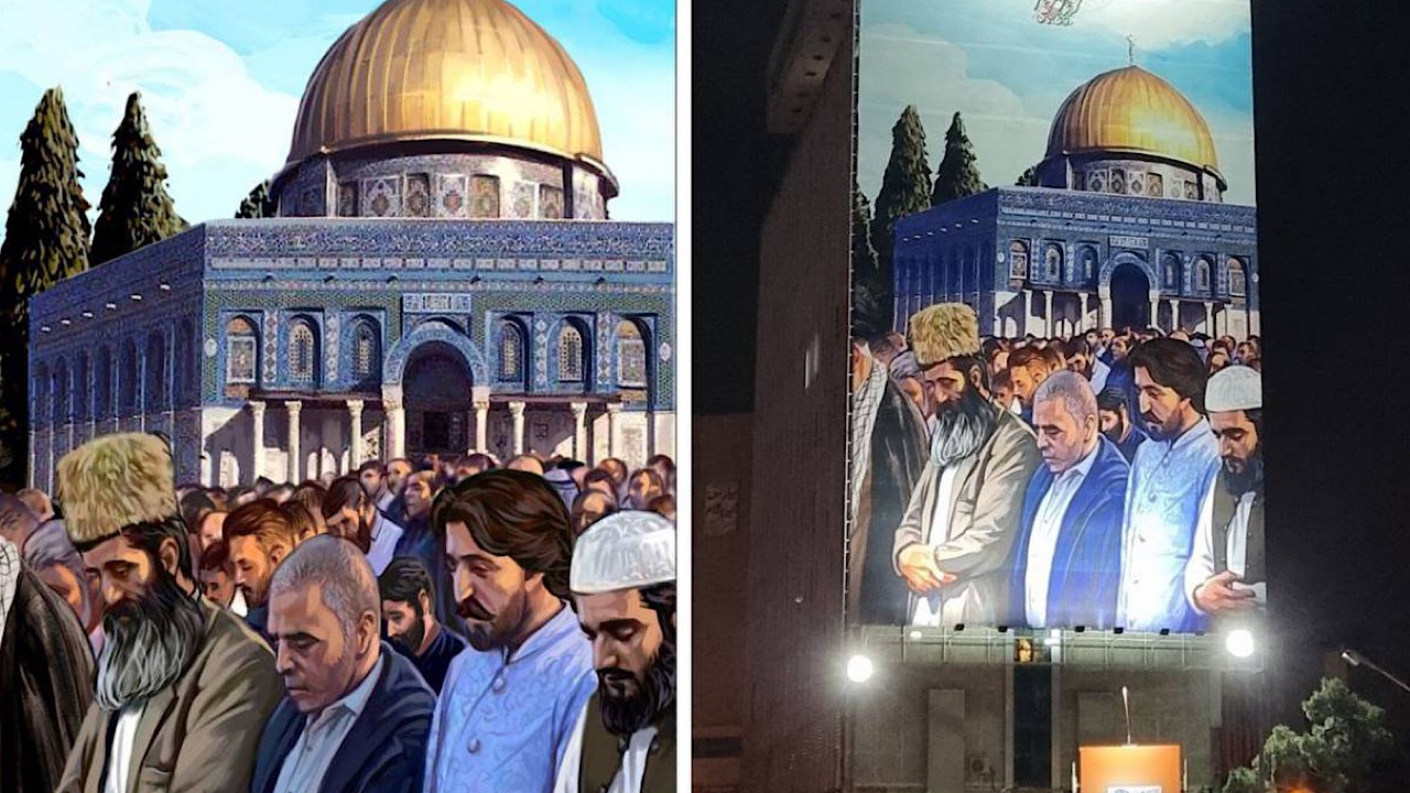 «در قدس نماز می‌خوانیم» دیوارنگاره جدید میدان جهاد شد