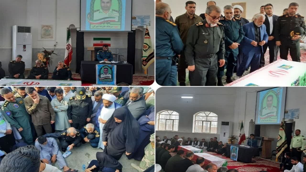 حضور جانشین فرمانده انتظامی در مراسم تشییع شهید شهرکی در سراوان