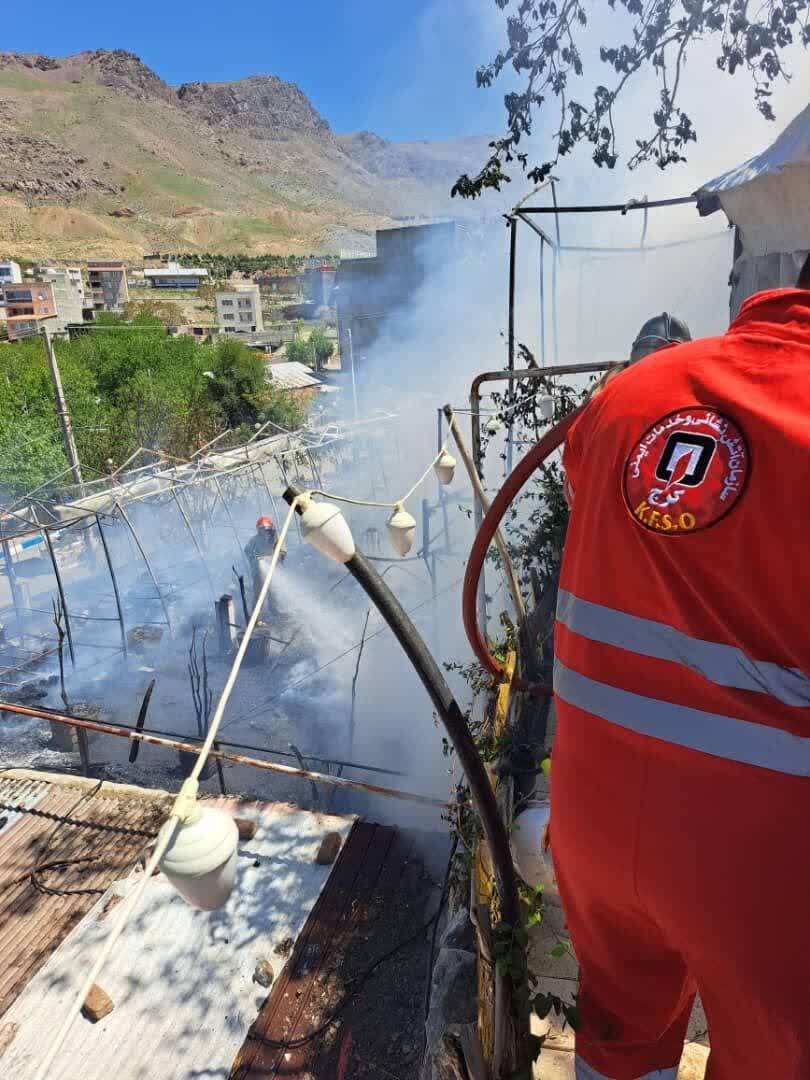 حریق رستوران سنتی در جاده آتشگاه کرج
