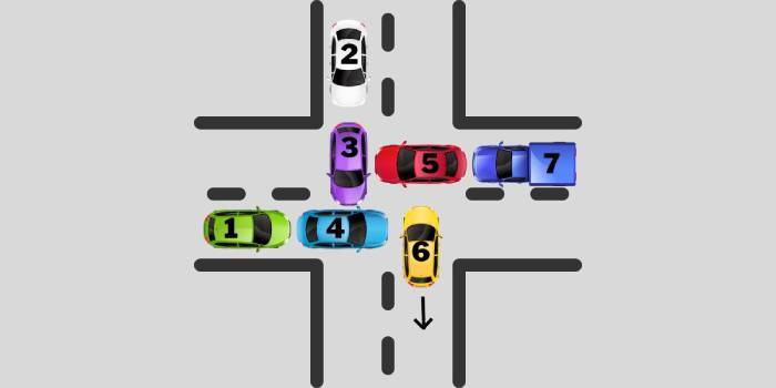بازی فکری: کدام خودرو باید حرکت کند تا قفل این ترافیک باز بازی فکری تصویری؟ بازی فکری تصویری