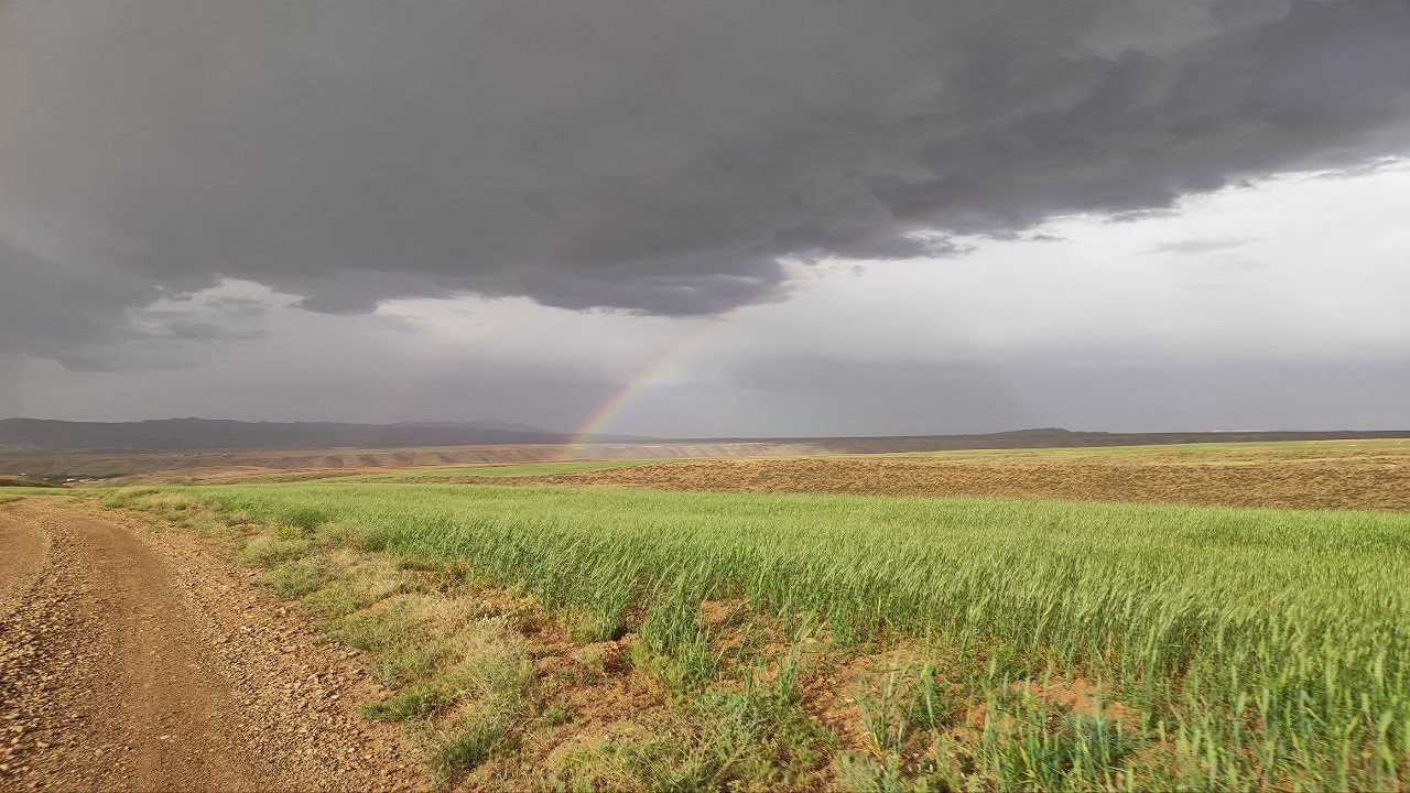 جلوه گری رنگین کمان در روستای توآباد قزوین + فیلم