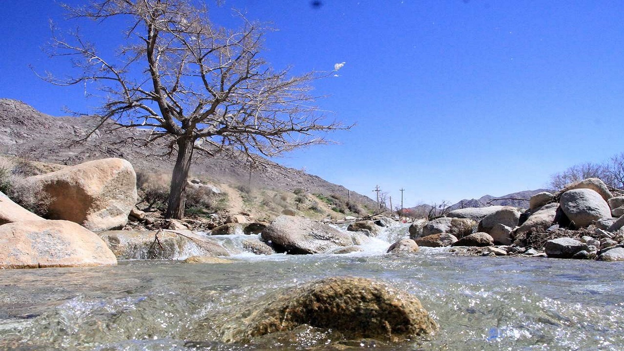 جاری شدن رودخانه فصلی در روستای زینل آباد + فیلم