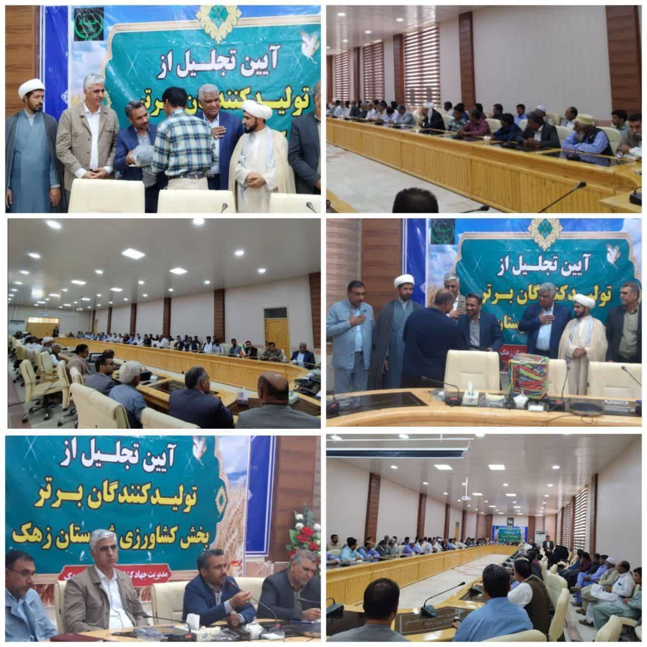 ۴۰ بهره بردار بخش کشاورزی شهرستان زهک تجلیل شدند