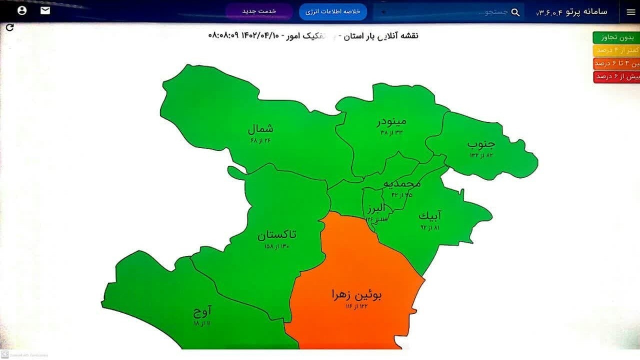 آخرین وضعیت مصرف برق استان قزوین