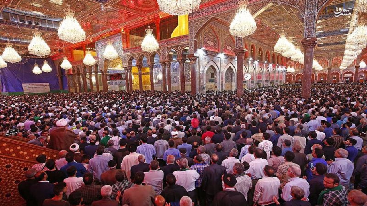 برگزاری مراسم بعثه مقام معظم رهبری در حرم امام حسین (ع) + فیلم