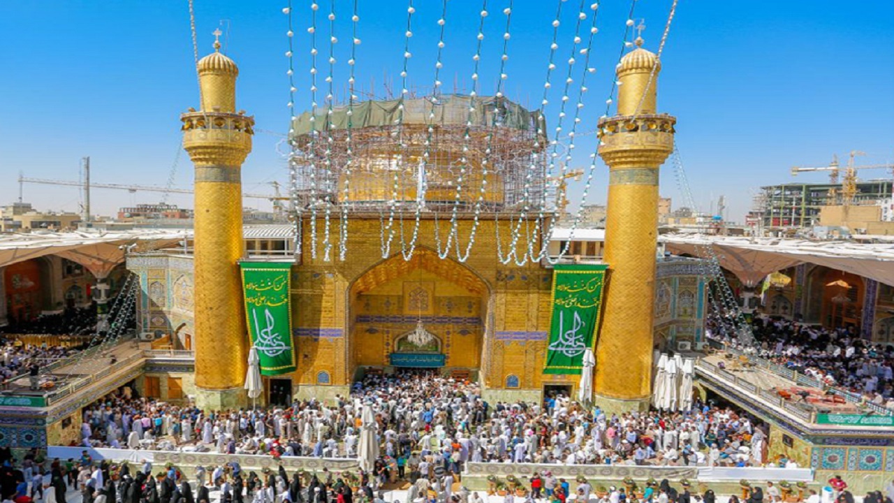 حال و هوای حرم حضرت امیرالمومنین (ع) در روز عید غدیر + فیلم