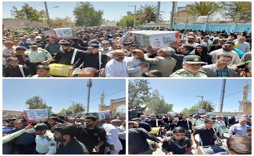 مراسم وداع و تشییع پیکر پاک و مطهر شهیدان کلانتری ۱۶ زاهدان برگزار شد+تصاویر