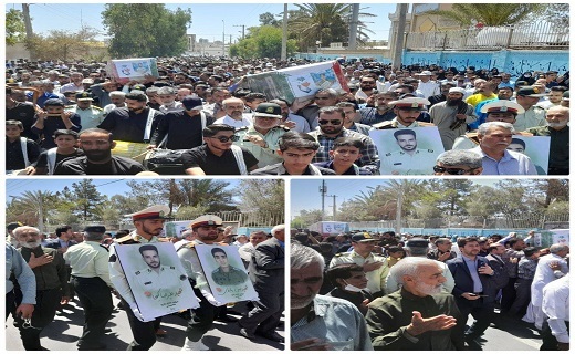 مراسم وداع و تشییع پیکر پاک و مطهر شهیدان کلانتری ۱۶ زاهدان برگزار شد+تصاویر