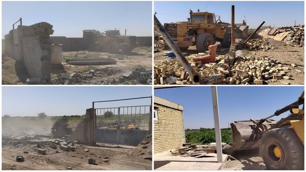 قلع و قمع ۱۹ بنای غیر مجاز در اراضی شهرستان تاکستان