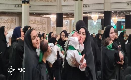 طنین زمزمه لالایی مادران قمی به یاد سرباز شش ماهه کربلا+تصاویر
