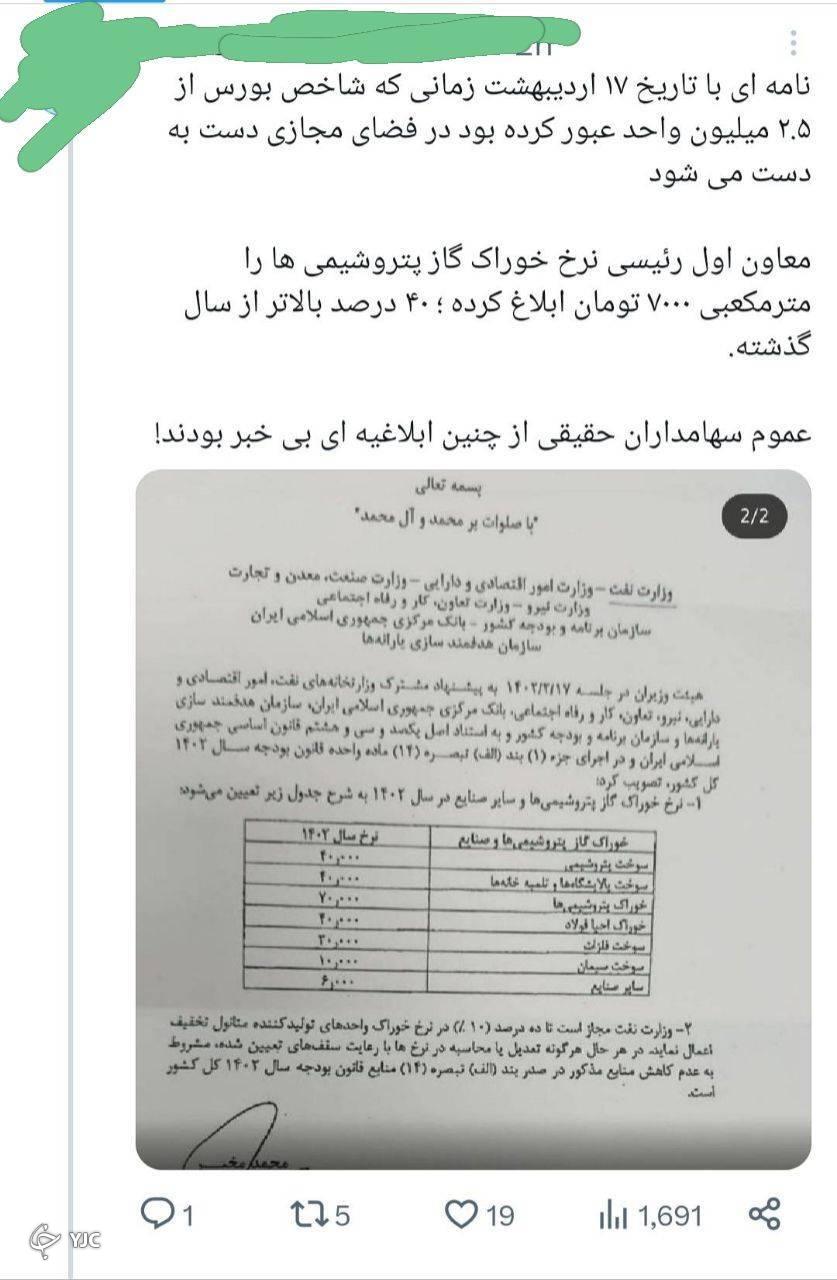 واکنش فعالان بازار سرمایه به نامه نرخ خوراک