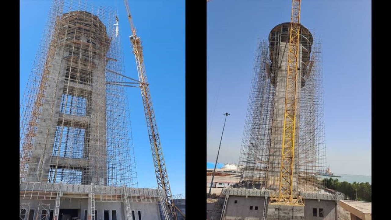 روند احداث مرتفع‌ترین برج کنترل ترافیک دریایی کشور با ۷۷ درصد پیشرفت ادامه دارد