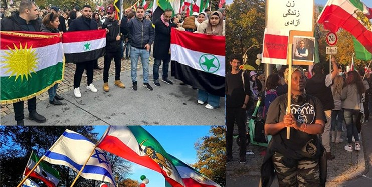 تجمع ضدانقلاب با پرچم&zwnj;های تجزیه طلبانه در برلین