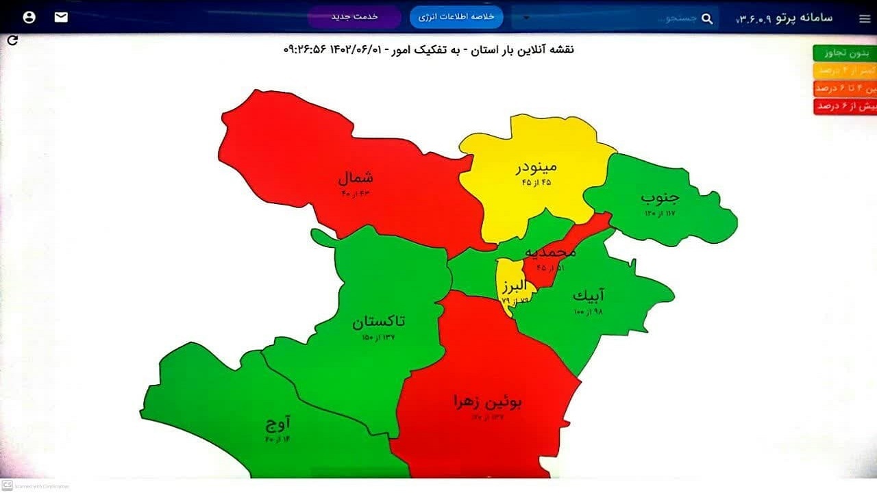 وضعیت مصرف برق در استان قزوین