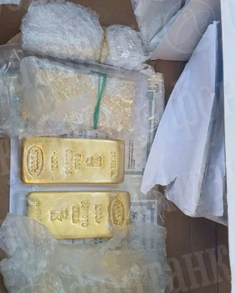 شمش های طلا که از مقر گروه واگنر در سن پترزبورگ کشف و ضبط شد