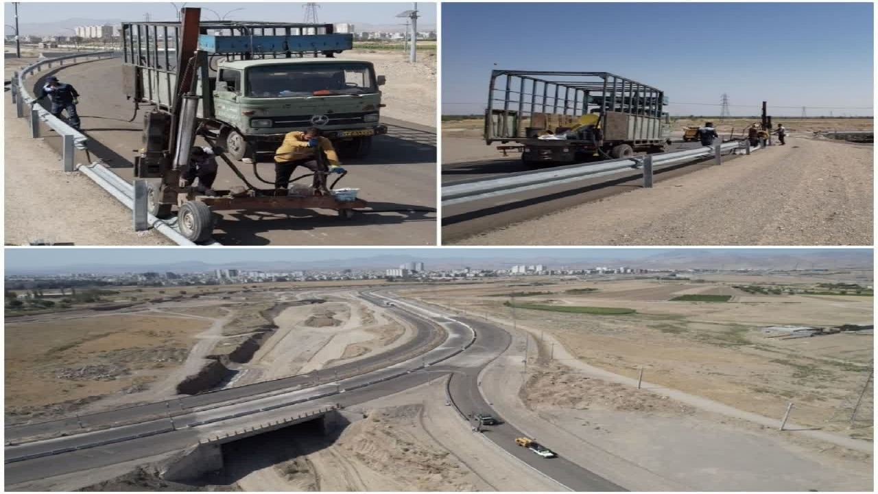 آغاز نصب گاردریل در کمربندی شرق شهر قزوین