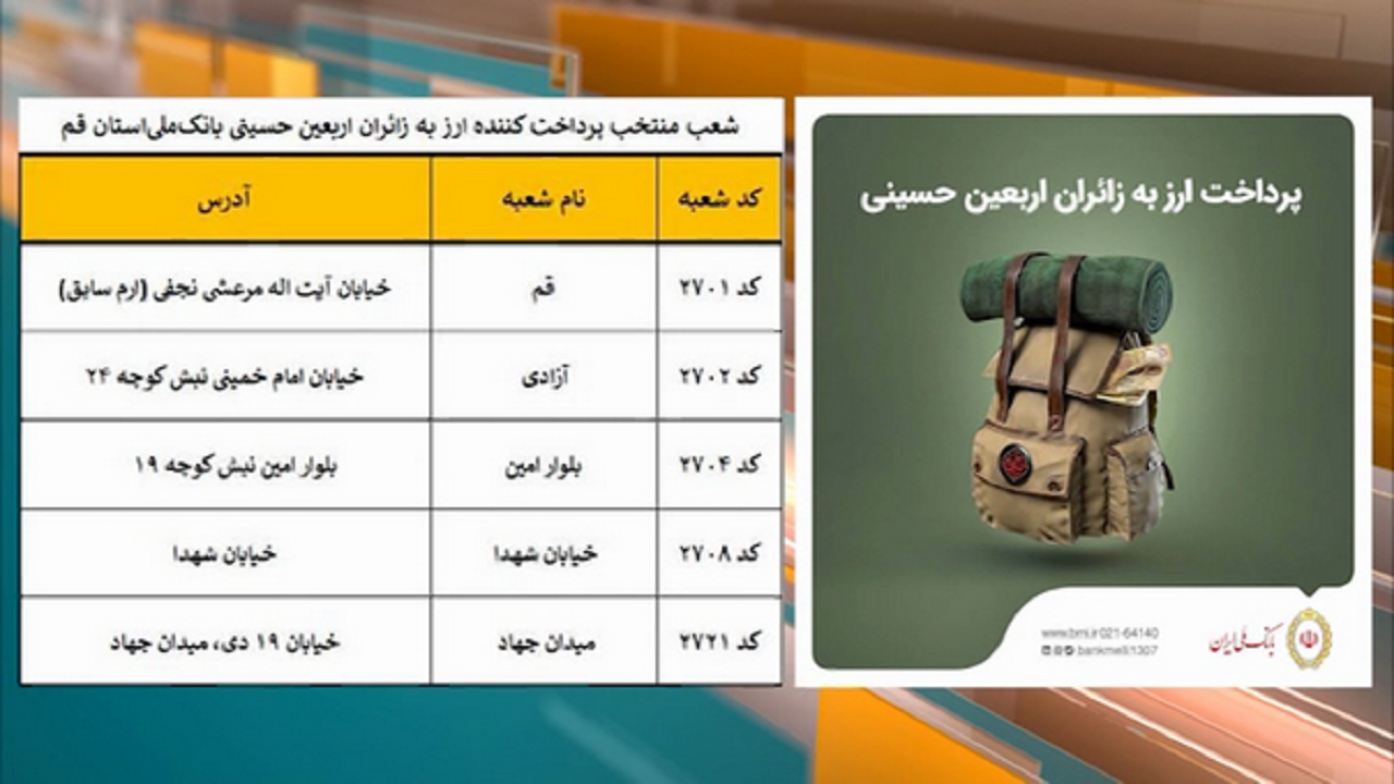شعب منتخب فروش ارز اربعین در قم فردا جمعه فعال است