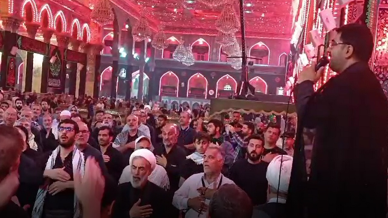مراسم بعثه رهبری با مداحی محمد بهتویی در حرم سیدالشهدا (ع) + فیلم