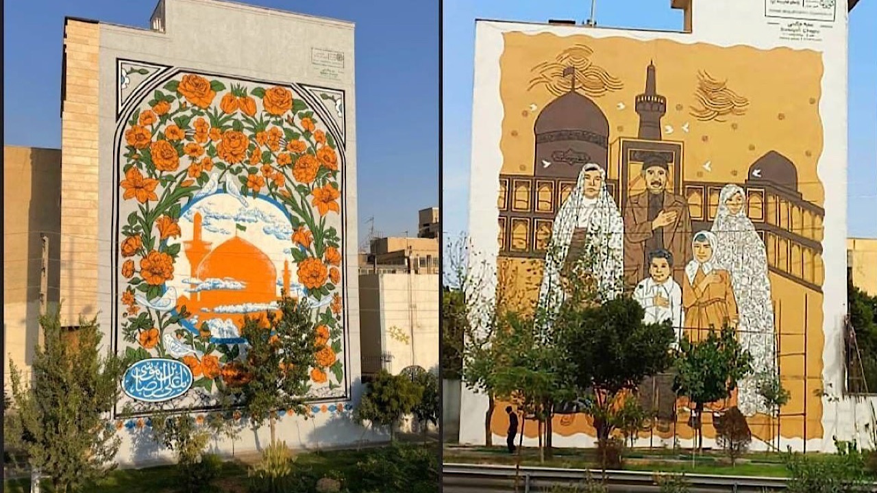 دیوارنگاره عکس نوستالژیک حرم امام رضا(ع) رونمایی شد