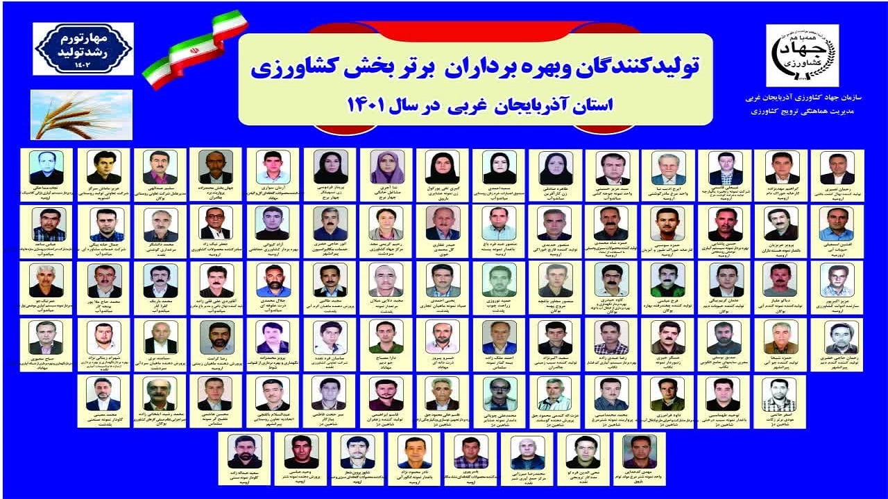 تجلیل از کشاورزان برگزیده آذربایجان غربی