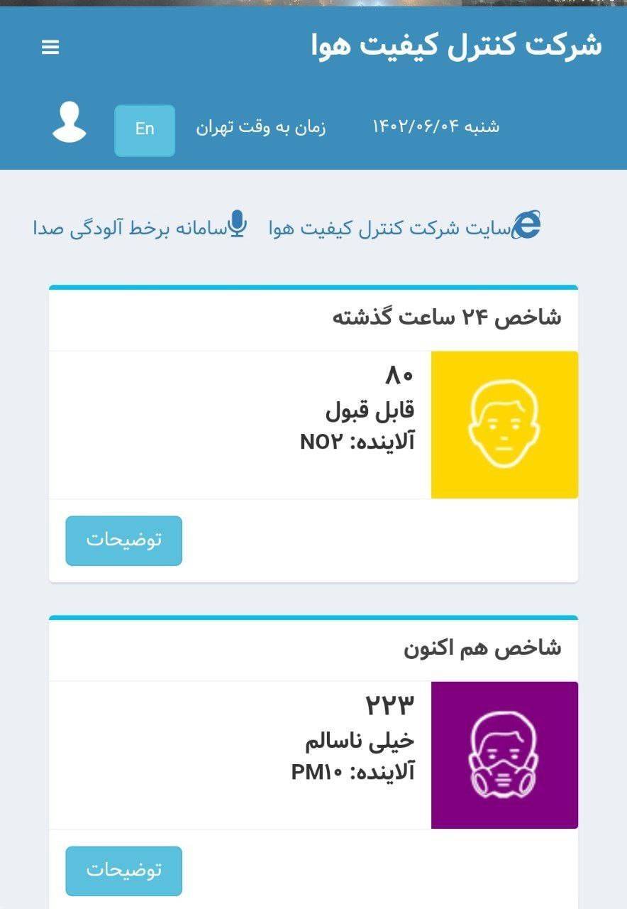 کیفیت هوای تهران