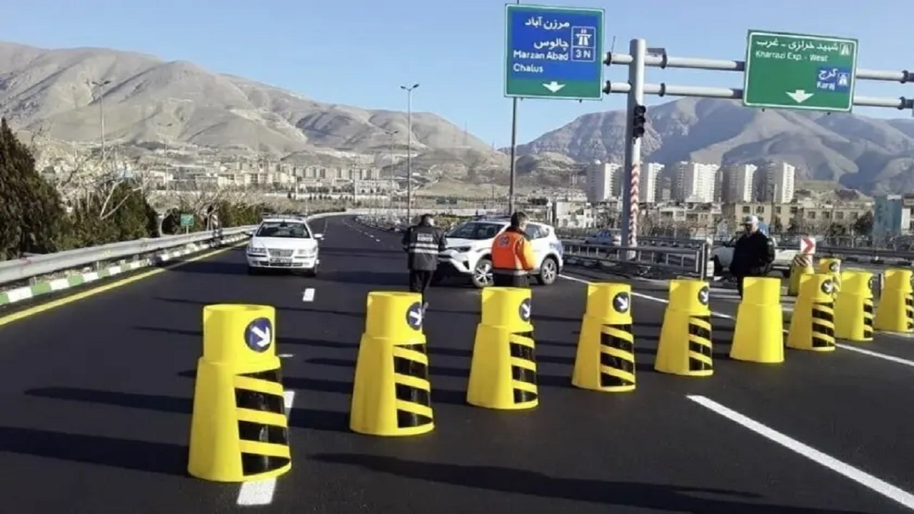 انسداد جاده هراز به علت انجام عملیات عمرانی
