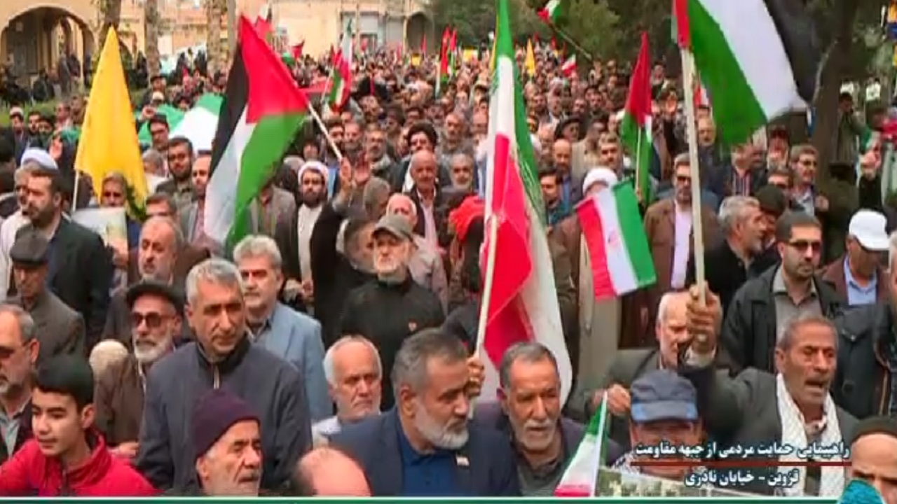 طنین انداز شدن فریاد مرگ بر اسرائیل در قزوین