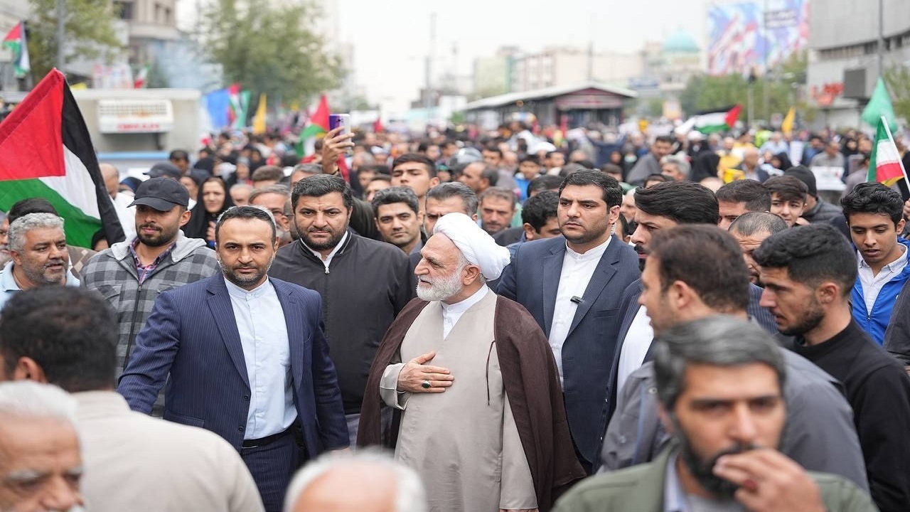 حضور رئیس قوه قضاییه در راهپیمایی حمایت از مردم مظلوم فلسطین
