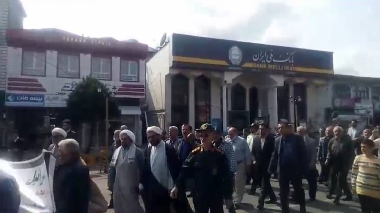 راهپیمایی اهالی بخش کلاچای در حمایت از مردم فلسطین + فیلم