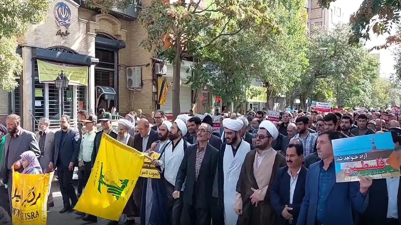 حمایت از مردم مظلوم فلسطین در شهرستان اهر + فیلم