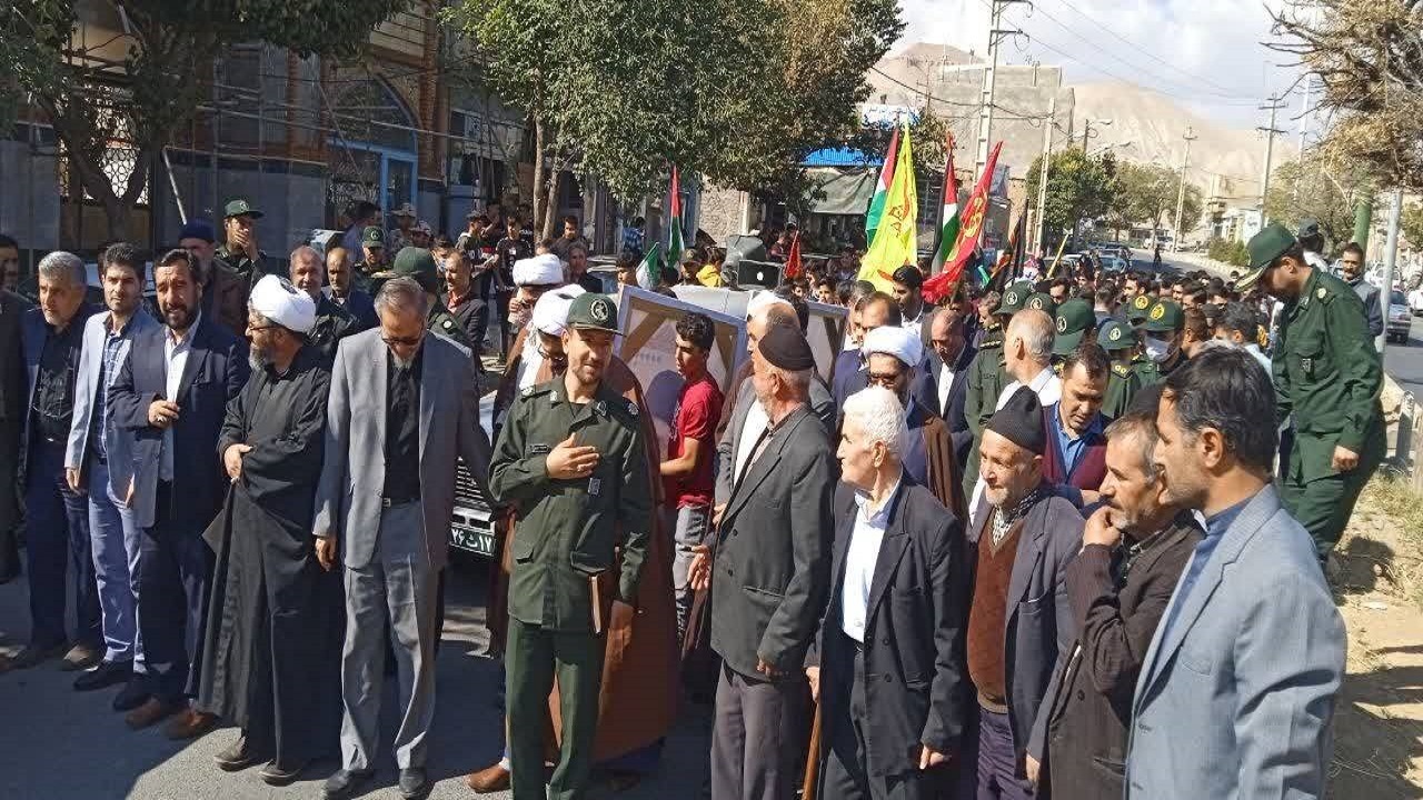 مراسم راهپیمایی مردم ماهنشان در محکومیت بمباران بیمارستان المعمدانی + فیلم و تصاویر