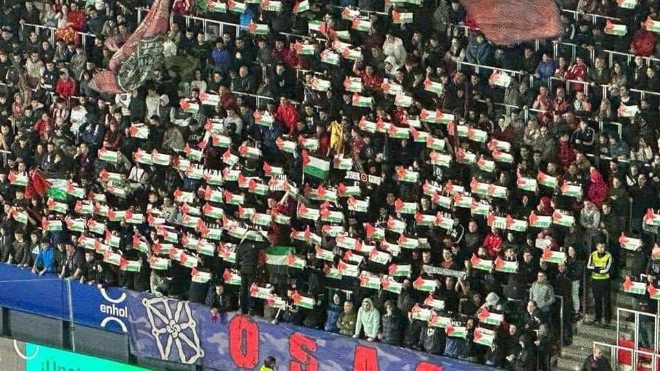 حمایت هواداران اوساسونا از فلسطین