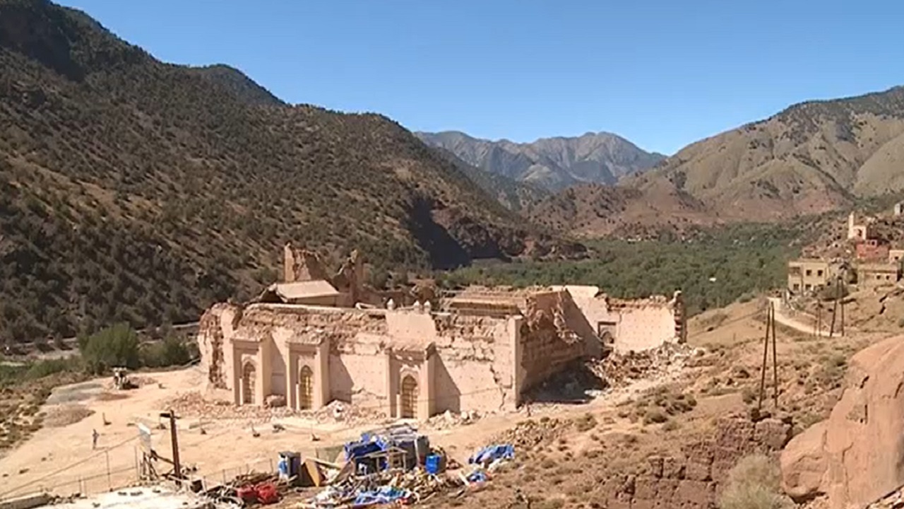 آسیب دیدن مسجد تاریخی مغرب در زلزله + فیلم