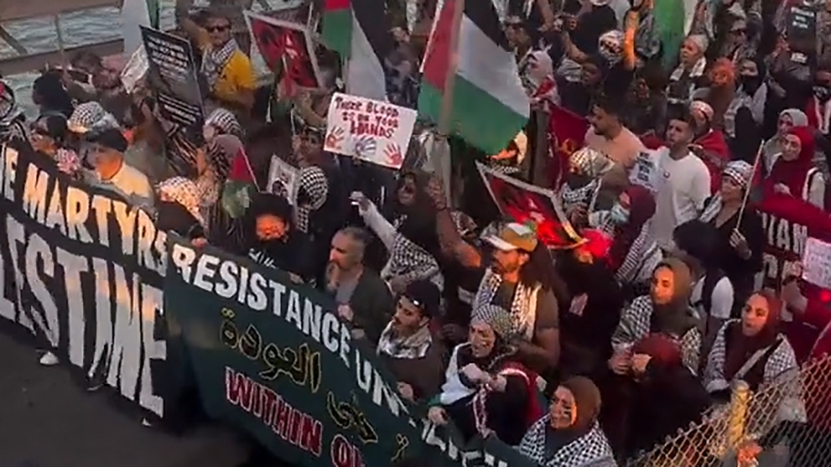 حمایت از فلسطین در مقابل مجلس نمایندگان سوئد + فیلم
