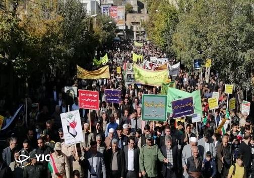 خروش مردم مهاباد در راهپیمایی ۱۳ آبان